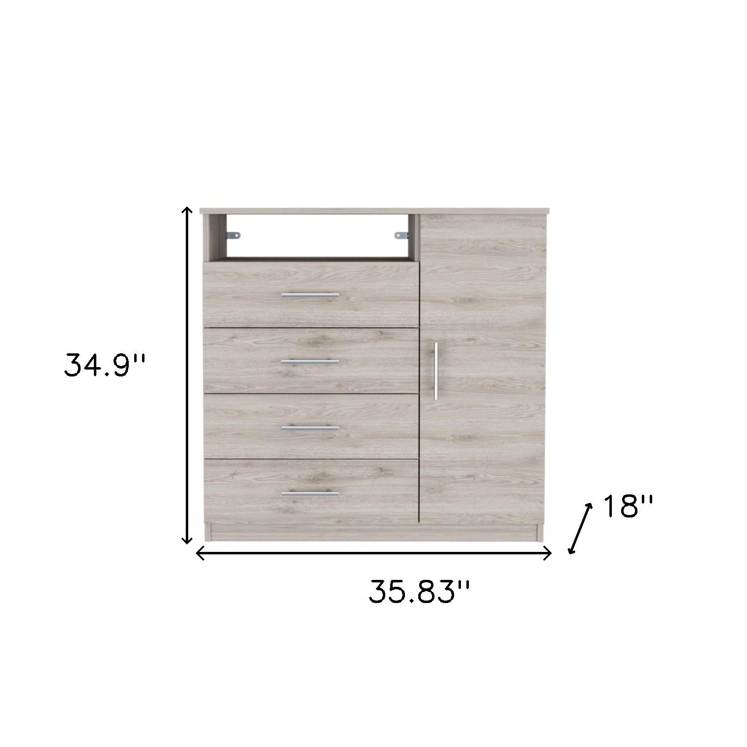 Light Gray Manufactured Wood Four Drawer Combo Dresser By Homeroots | Dressers | Modishstore - 7
