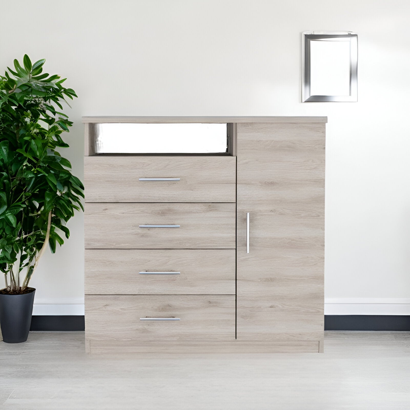 Light Gray Manufactured Wood Four Drawer Combo Dresser By Homeroots | Dressers | Modishstore - 2