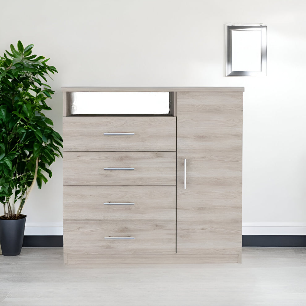 Light Gray Manufactured Wood Four Drawer Combo Dresser By Homeroots | Dressers | Modishstore - 2