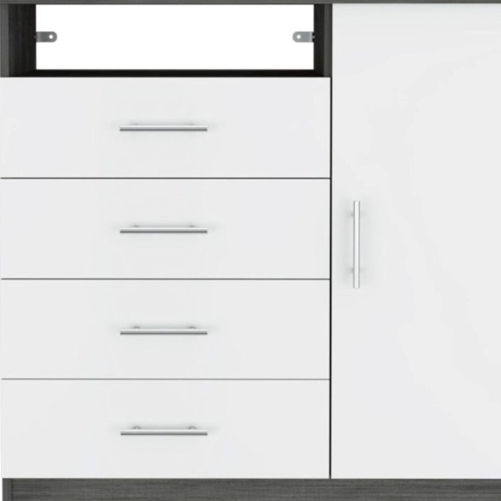 Gray and White Four Drawer Dresser By Homeroots | Dressers | Modishstore - 3