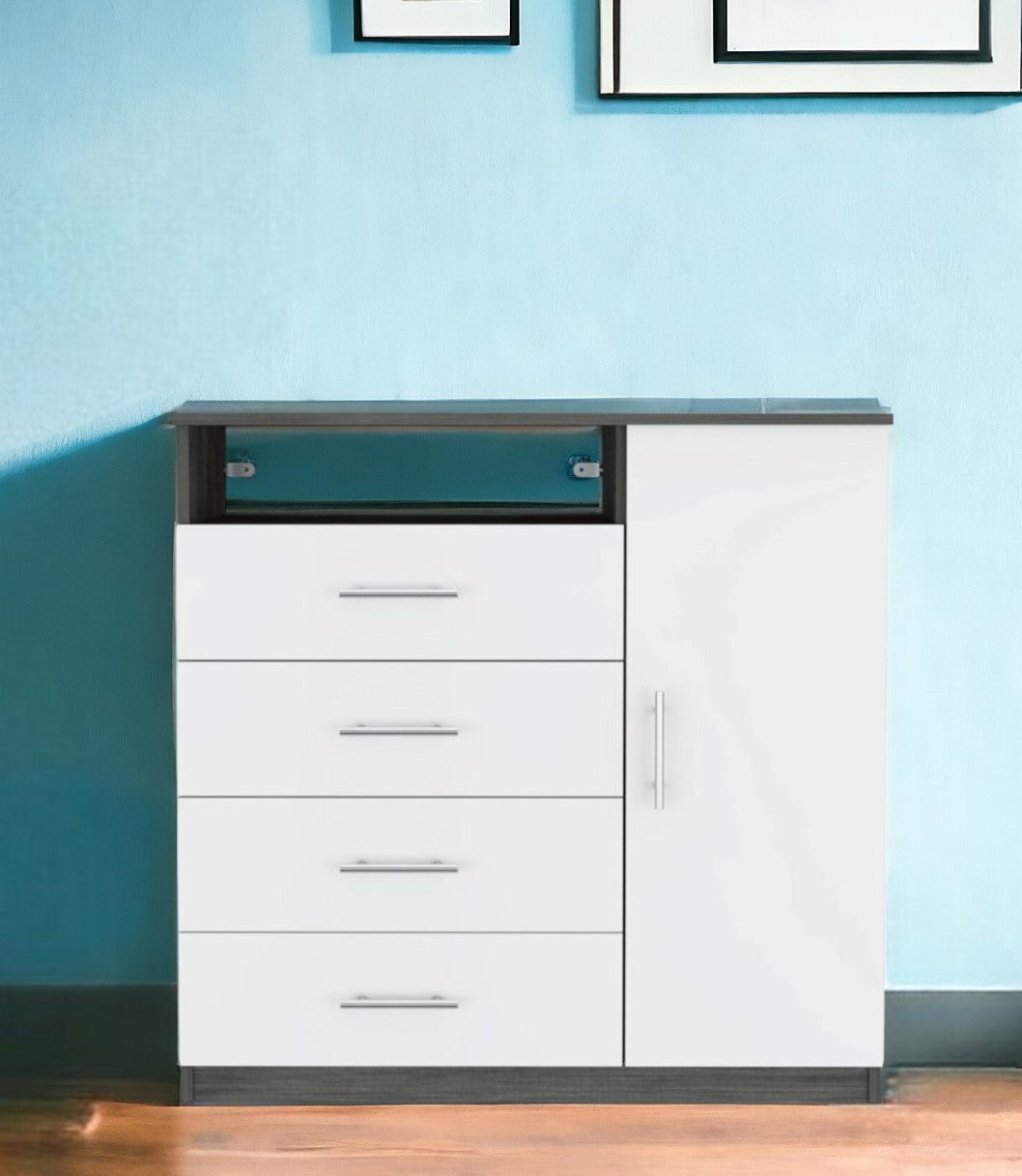 Gray and White Four Drawer Dresser By Homeroots | Dressers | Modishstore - 1