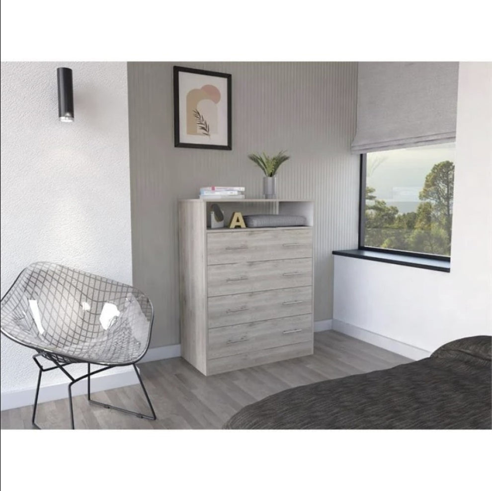 Light Grey Manufactured Wood Four Drawer Dresser By Homeroots | Dressers | Modishstore - 4