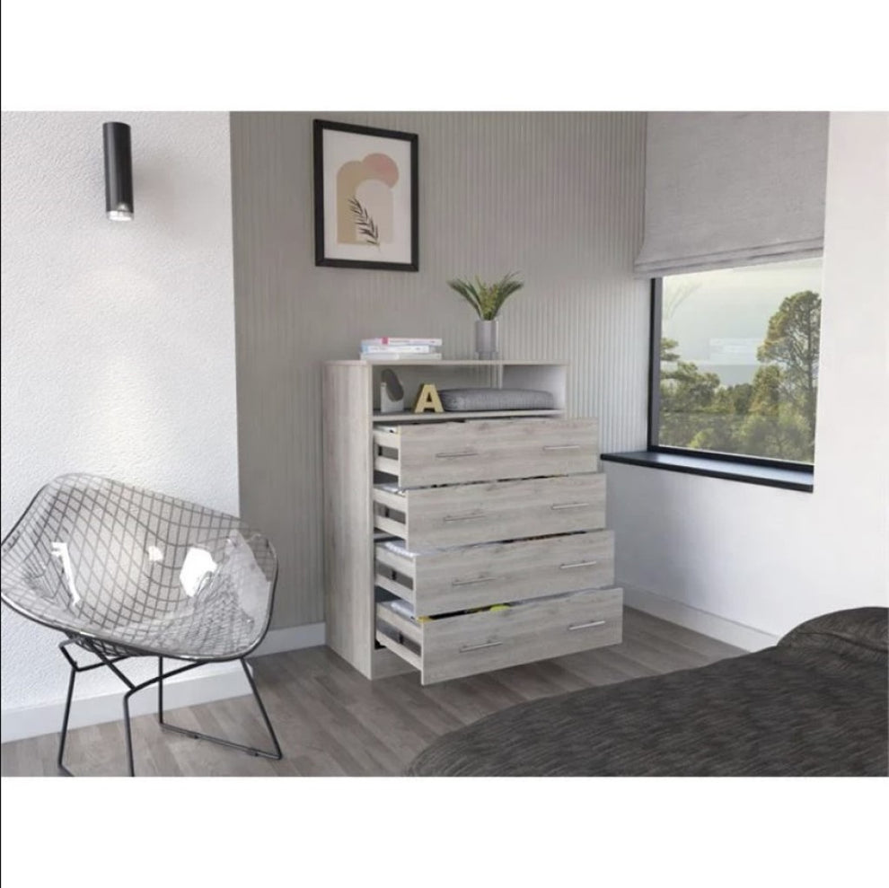 Light Grey Manufactured Wood Four Drawer Dresser By Homeroots | Dressers | Modishstore - 5