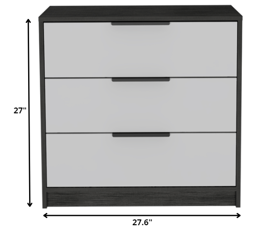 White And Smokey Oak Manufactured Wood Three Drawer Dresser By Homeroots | Dressers | Modishstore - 5