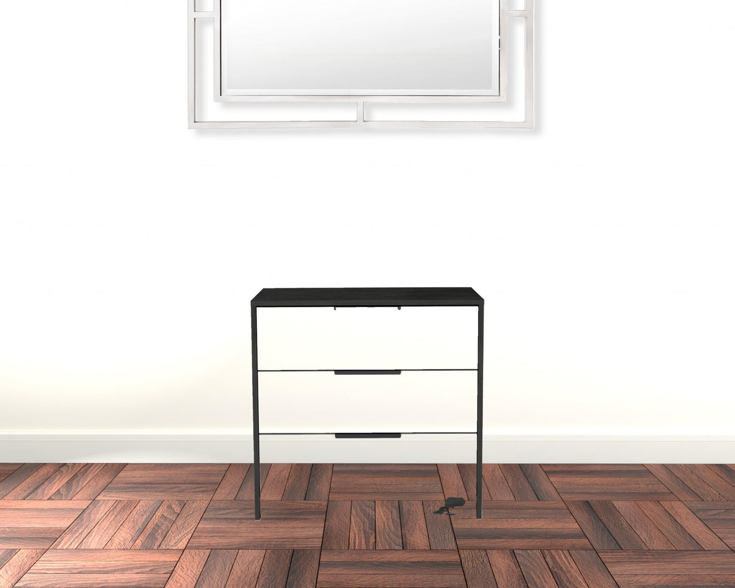 White And Smokey Oak Manufactured Wood Three Drawer Dresser By Homeroots | Dressers | Modishstore - 2