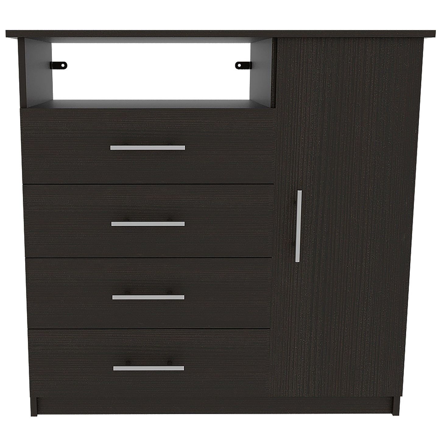 Black Manufactured Wood Four Drawer Combo Dresser By Homeroots | Dressers | Modishstore - 1