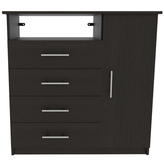 Black Manufactured Wood Four Drawer Combo Dresser By Homeroots | Dressers | Modishstore - 1