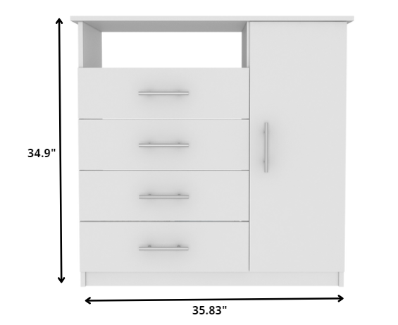 White Manufactured Wood Four Drawer Combo Dresser By Homeroots | Dressers | Modishstore - 5