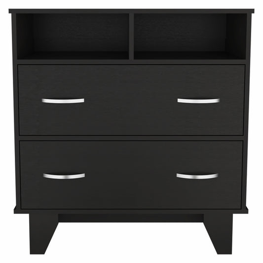 Black Manufactured Wood Two Drawer Dresser By Homeroots | Dressers | Modishstore - 1