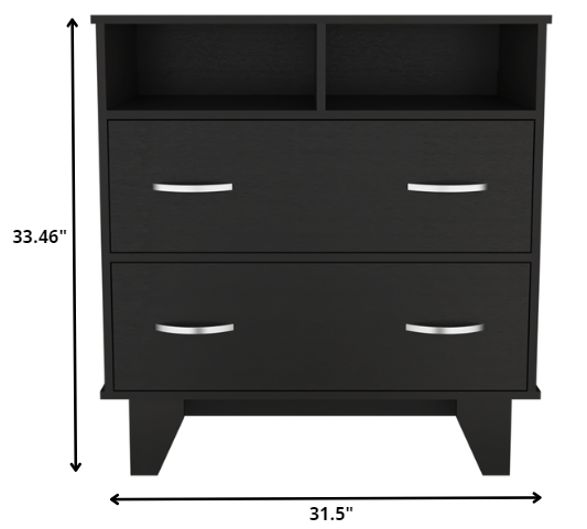 Black Manufactured Wood Two Drawer Dresser By Homeroots | Dressers | Modishstore - 5