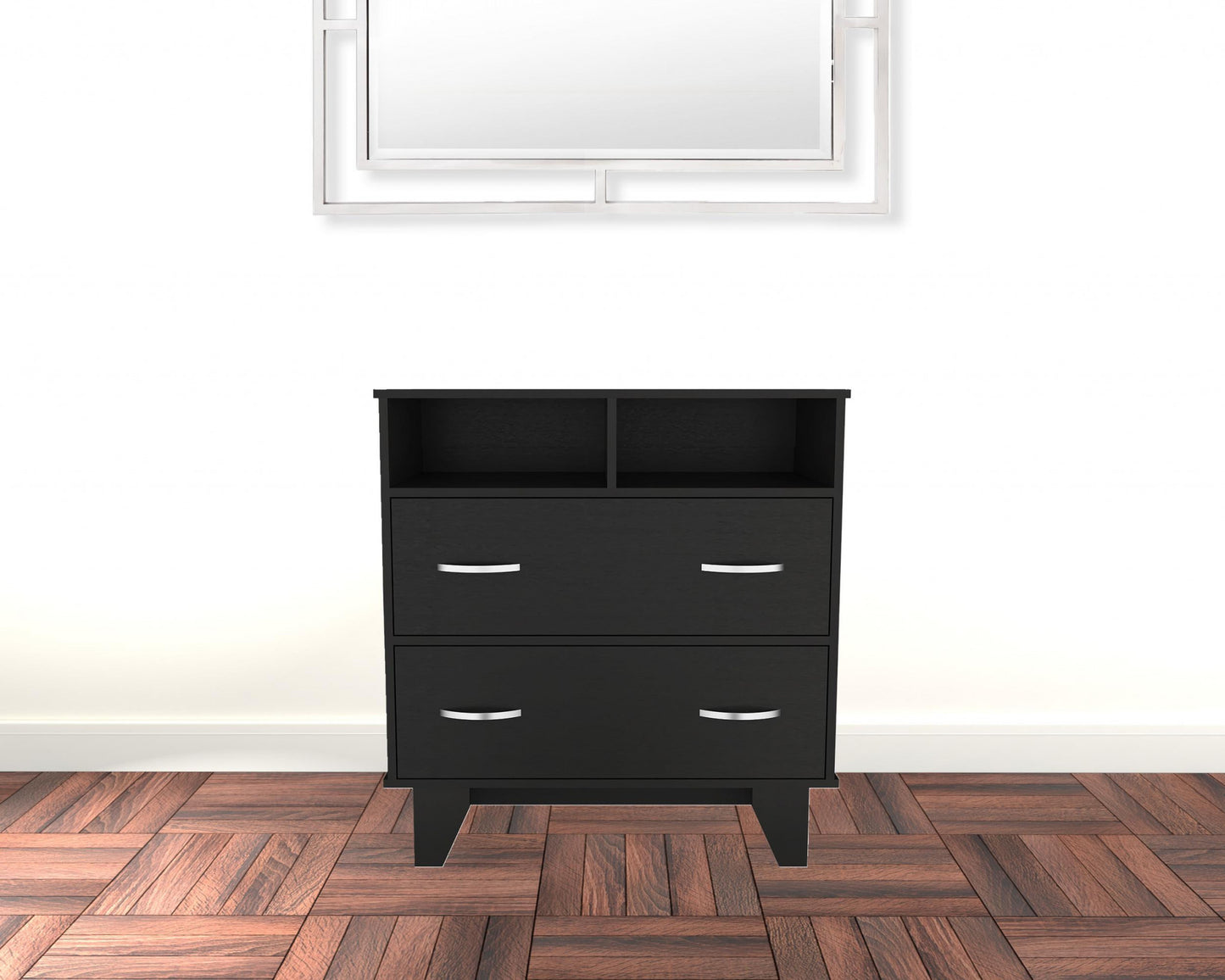 Black Manufactured Wood Two Drawer Dresser By Homeroots | Dressers | Modishstore - 2