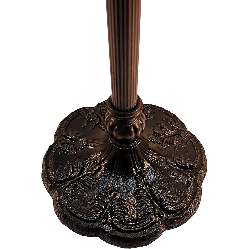 Brown Two Light Traditional Shaped Floor Lamp With Red Flowers Stained Glass Dome Shade By Homeroots | Floor Lamps | Modishstore - 3