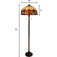 Brown Two Light Traditional Shaped Floor Lamp With Red Flowers Stained Glass Dome Shade By Homeroots | Floor Lamps | Modishstore - 7