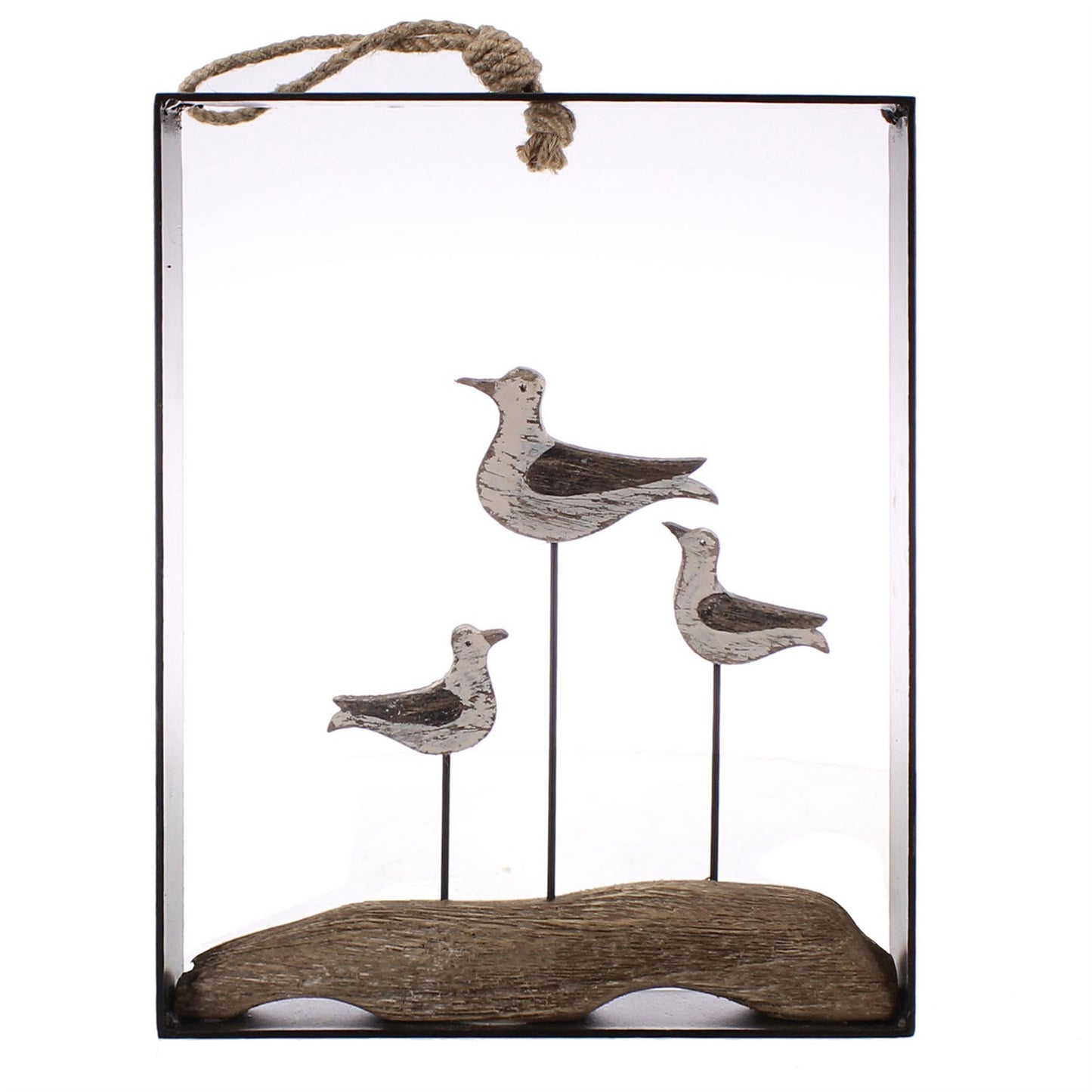 FraMedium Gulls, Wood and Metal - White & Natural Wood Set Of 4 By HomArt | Frames | Modishstore - 2