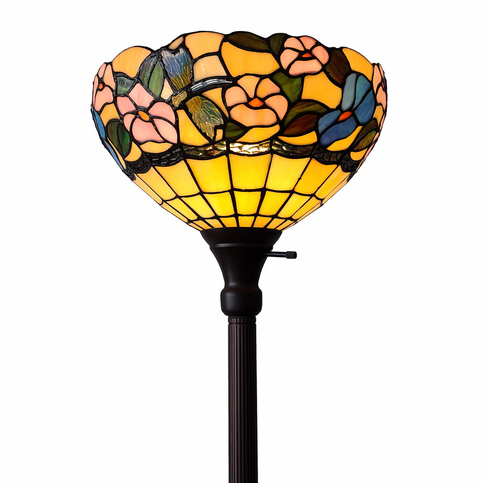 Green And Black Floor Lamp With Green Glass Bowl Shade By Homeroots | Floor Lamps | Modishstore - 4
