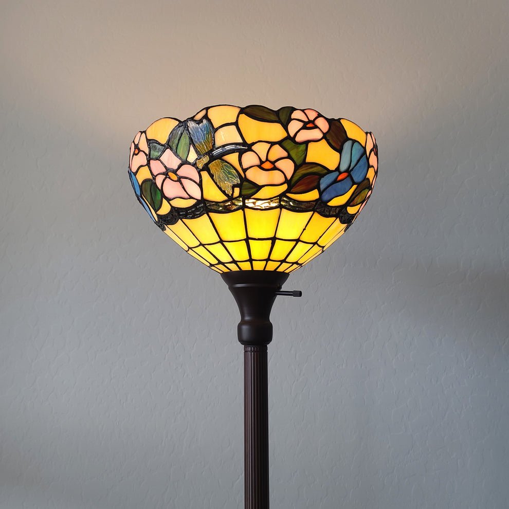 Green And Black Floor Lamp With Green Glass Bowl Shade By Homeroots | Floor Lamps | Modishstore - 7
