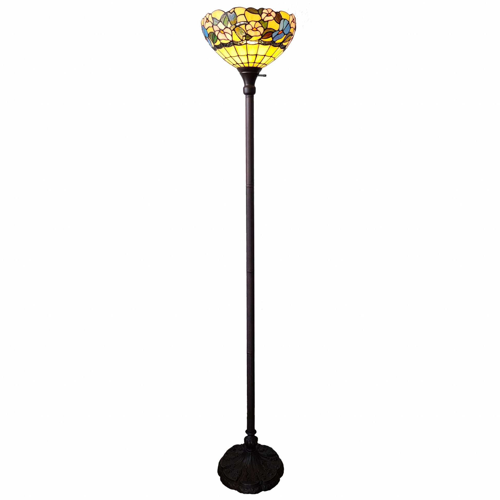 Green And Black Floor Lamp With Green Glass Bowl Shade By Homeroots | Floor Lamps | Modishstore - 1