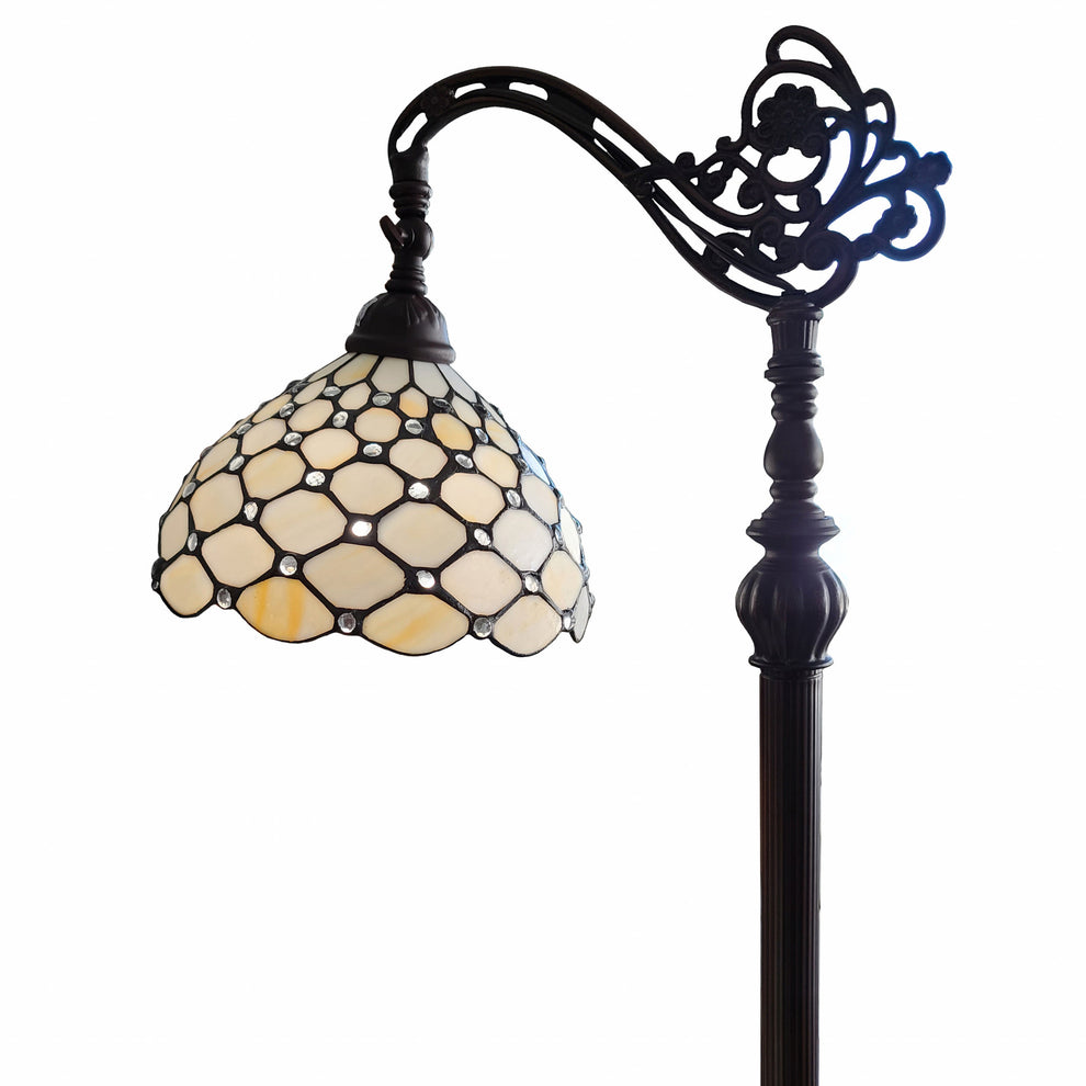 Brown And White Metal Floor Lamp With White Glass Bowl Shade By Homeroots | Floor Lamps | Modishstore - 5