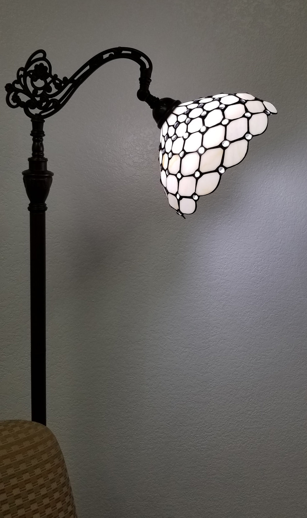 Brown And White Metal Floor Lamp With White Glass Bowl Shade By Homeroots | Floor Lamps | Modishstore - 7