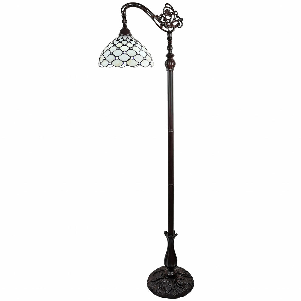 Brown And White Metal Floor Lamp With White Glass Bowl Shade By Homeroots | Floor Lamps | Modishstore - 2