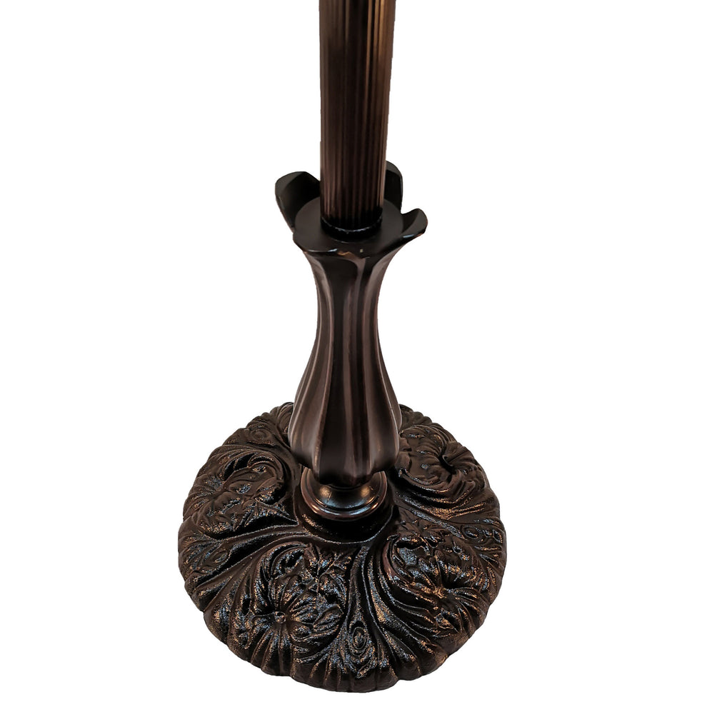 Brown Torchiere Floor Lamp With Blue and Yellow Flowers Glass Dome Shade By Homeroots | Floor Lamps | Modishstore - 6