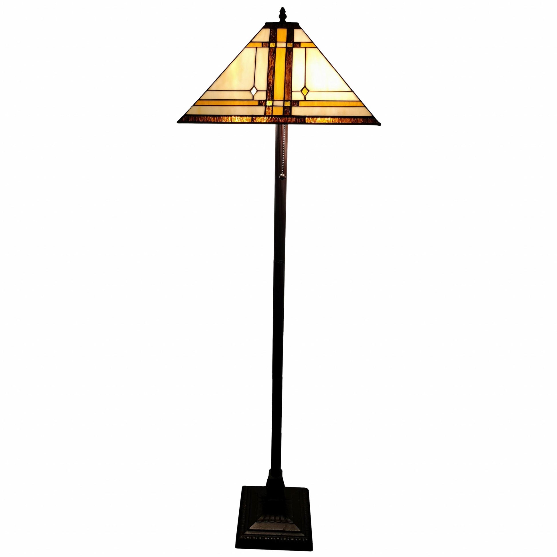 Brown And White Two Light Floor Lamp With Brown And White Glass Cone Shade By Homeroots | Floor Lamps | Modishstore - 5