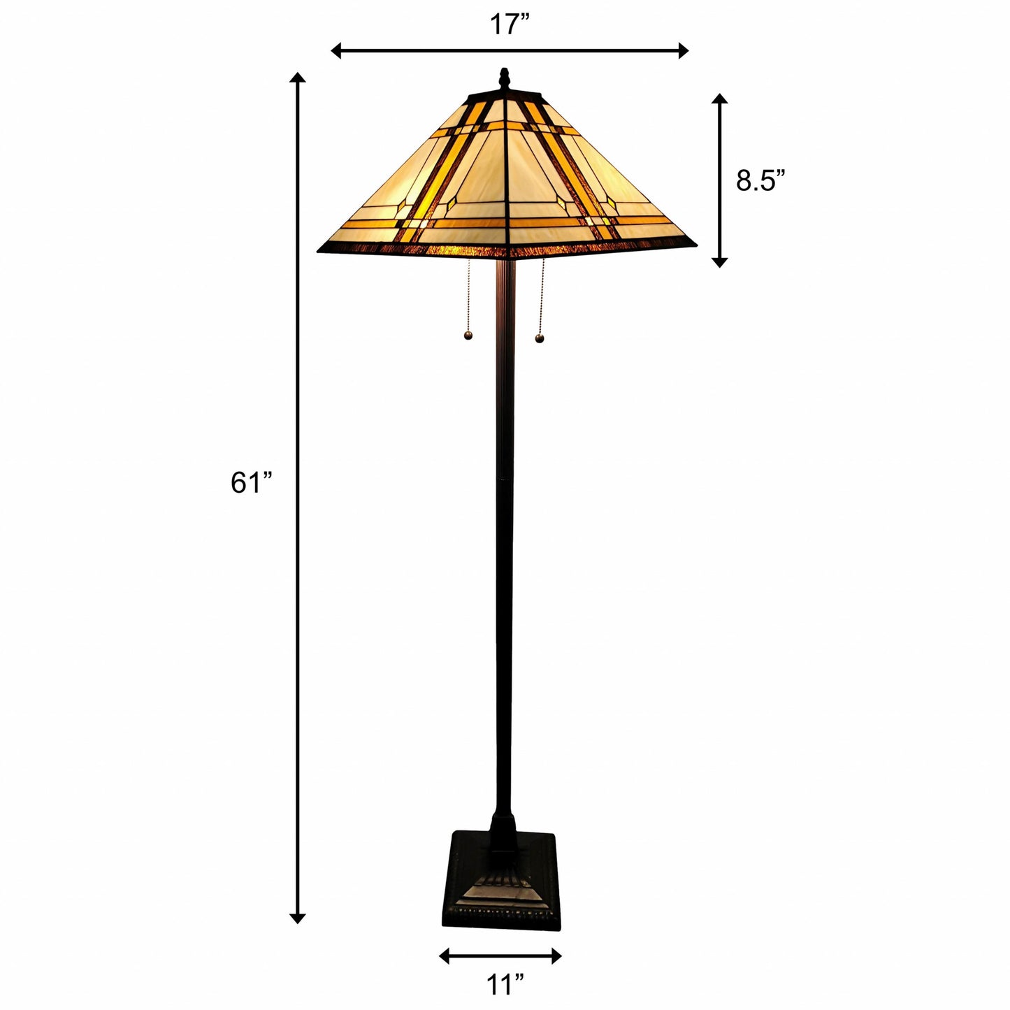 Brown And White Two Light Floor Lamp With Brown And White Glass Cone Shade By Homeroots | Floor Lamps | Modishstore - 6