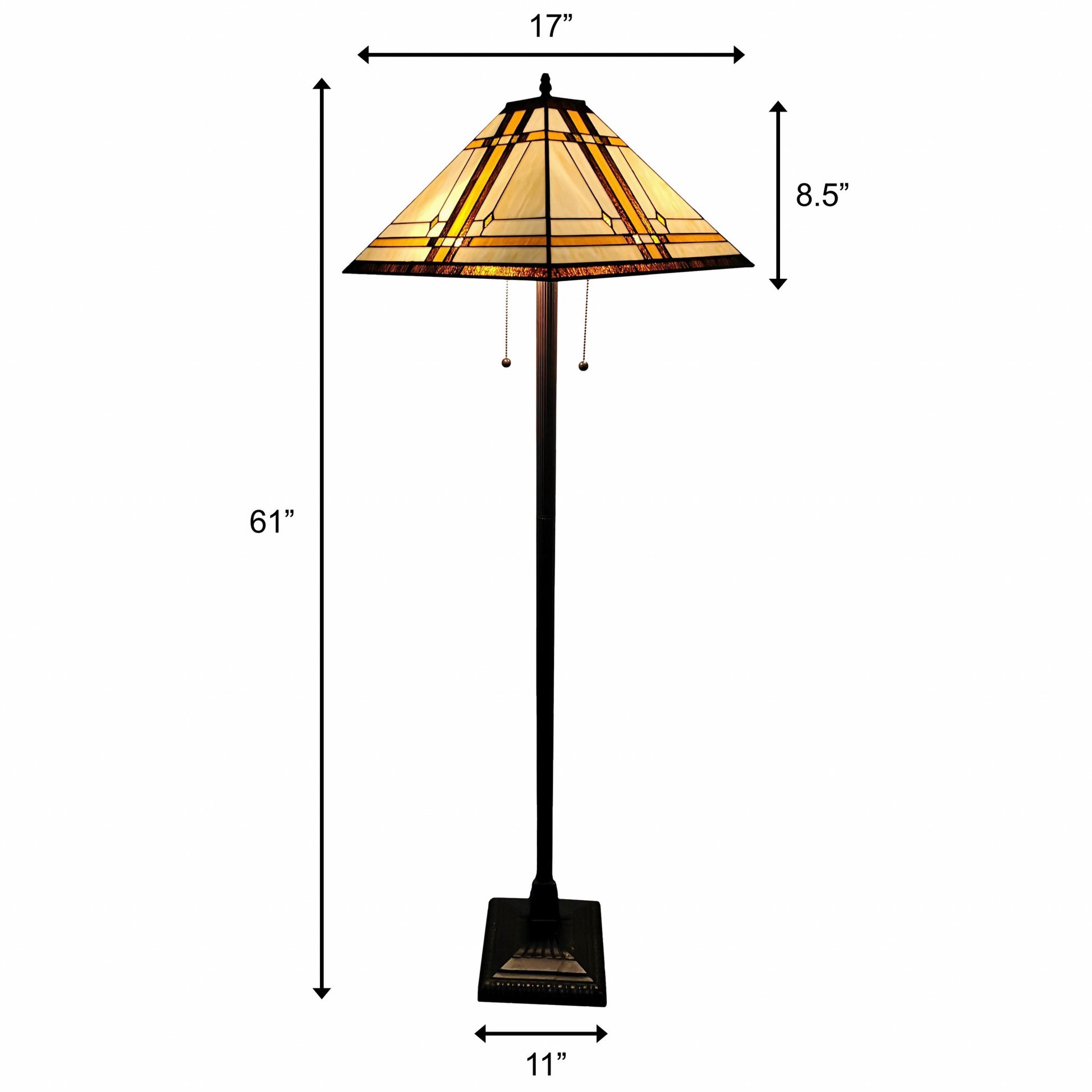 Brown And White Two Light Floor Lamp With Brown And White Glass Cone Shade By Homeroots | Floor Lamps | Modishstore - 6