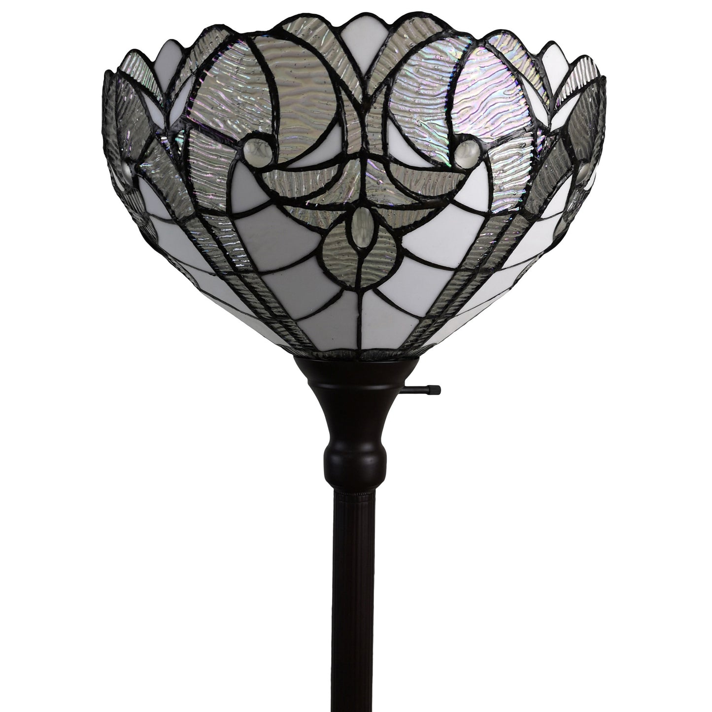 Brown Torchiere Floor Lamp With White Tiffany Style Glass Dome Shade By Homeroots | Floor Lamps | Modishstore - 4