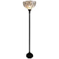 Brown Torchiere Floor Lamp With White Tiffany Style Glass Dome Shade By Homeroots | Floor Lamps | Modishstore - 2