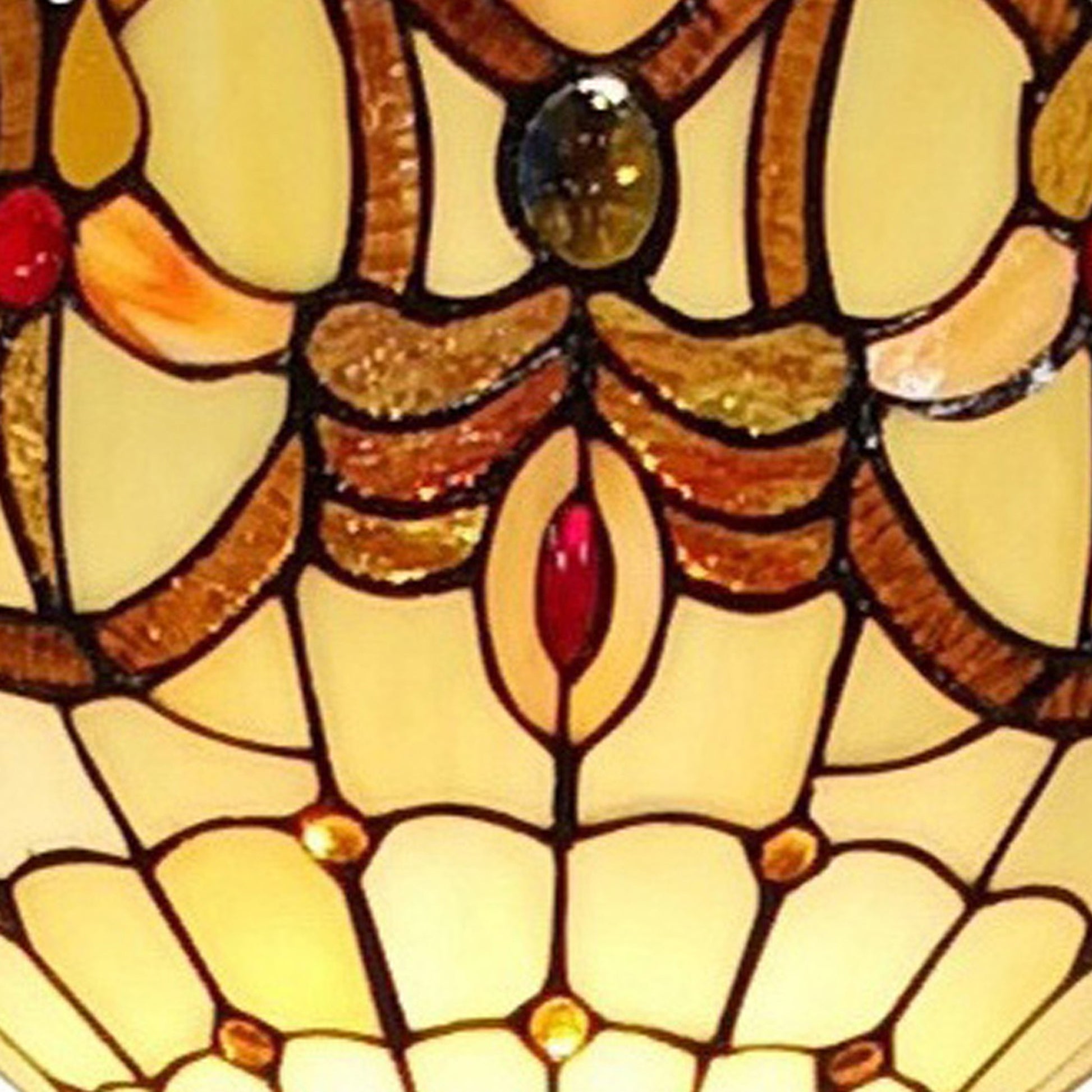 Beige Torchiere Floor Lamp With Red And White Flowers Glass Dome Shade By Homeroots | Floor Lamps | Modishstore - 7