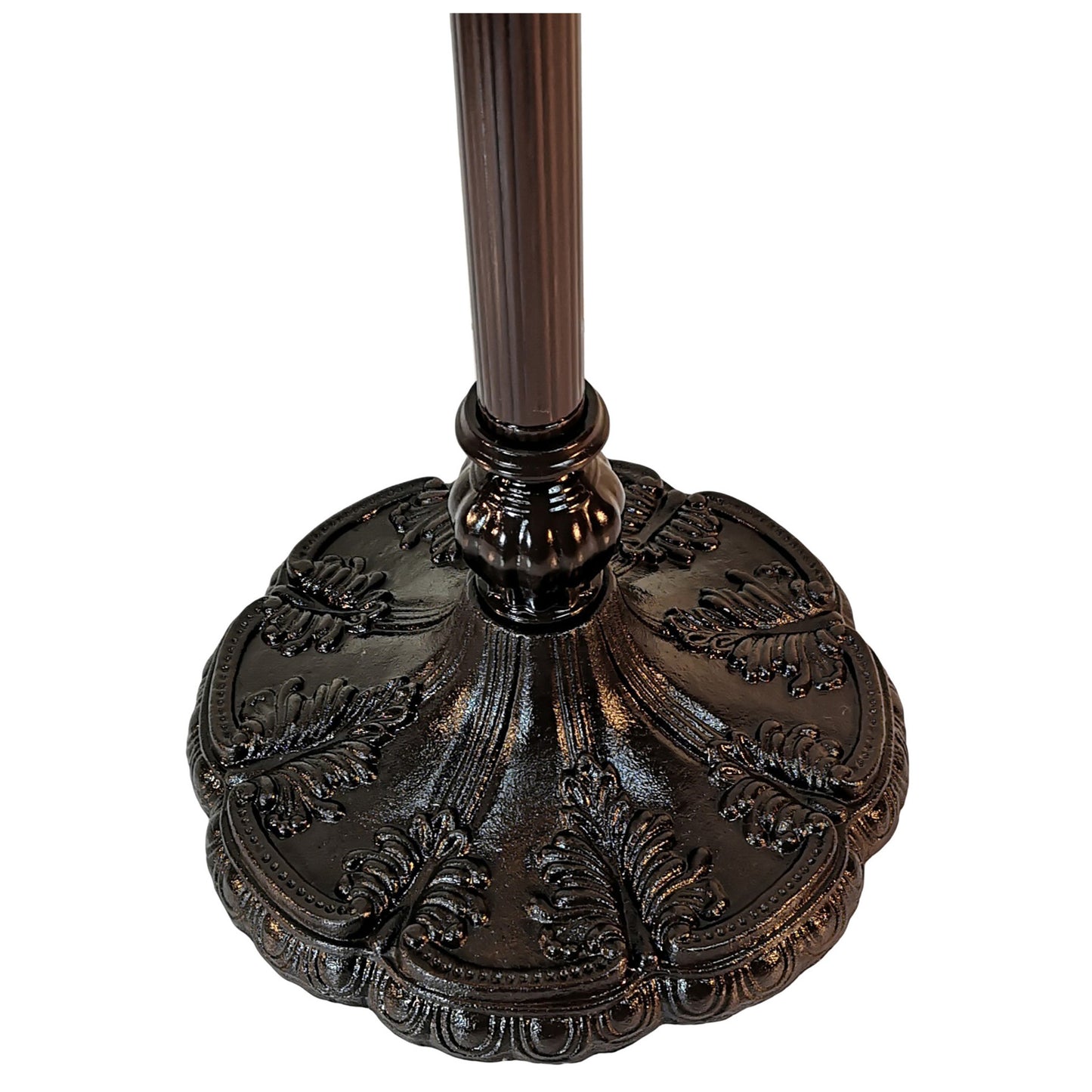 Beige Torchiere Floor Lamp With Red And White Flowers Glass Dome Shade By Homeroots | Floor Lamps | Modishstore - 3