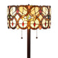 Beige Metal Two Light Torchiere Floor Lamp With Red And White Flowers Glass Drum Shade By Homeroots | Floor Lamps | Modishstore - 3