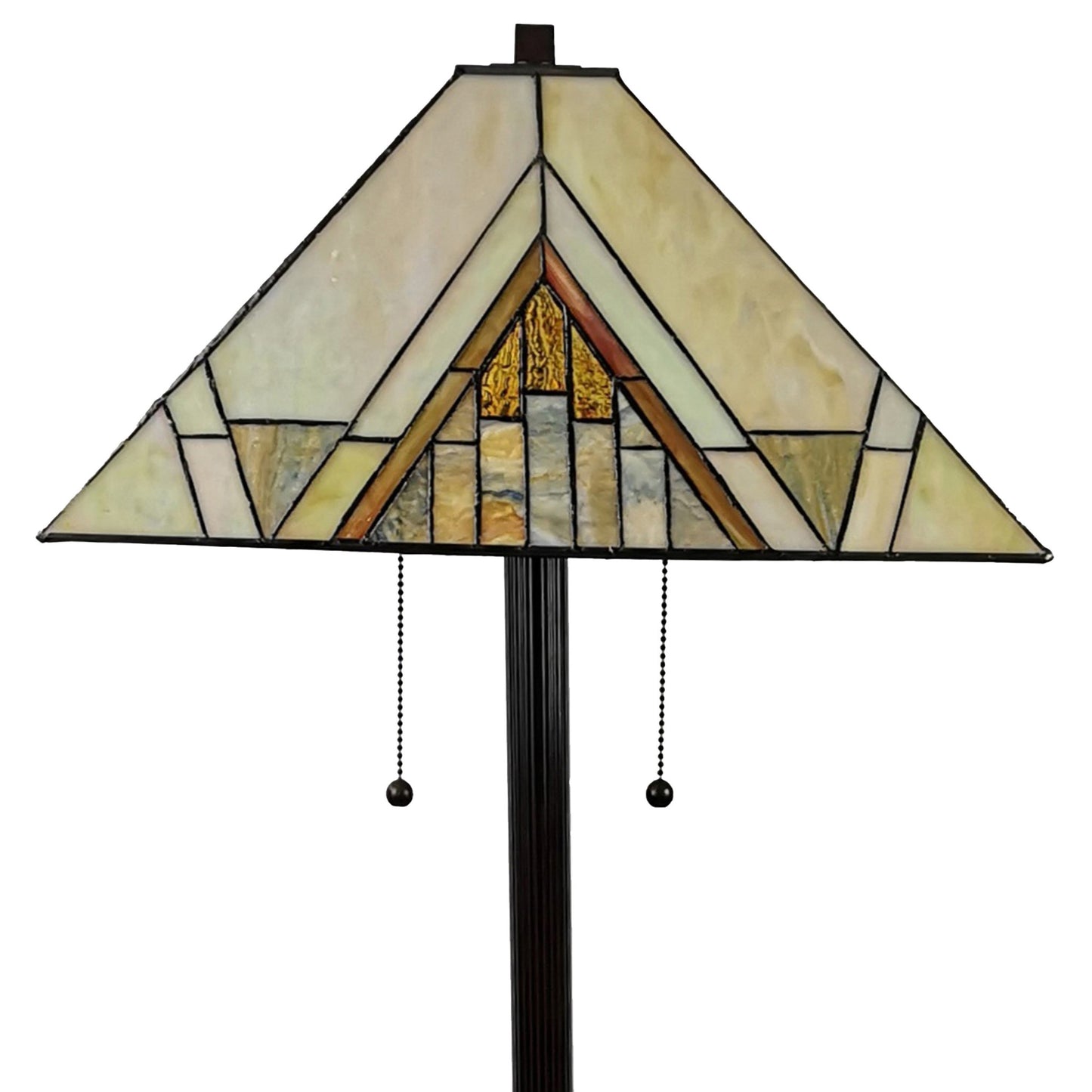 Brown Two Light Beige And Brown Geometric Stained Glass Floor Lamp By Homeroots | Floor Lamps | Modishstore - 7