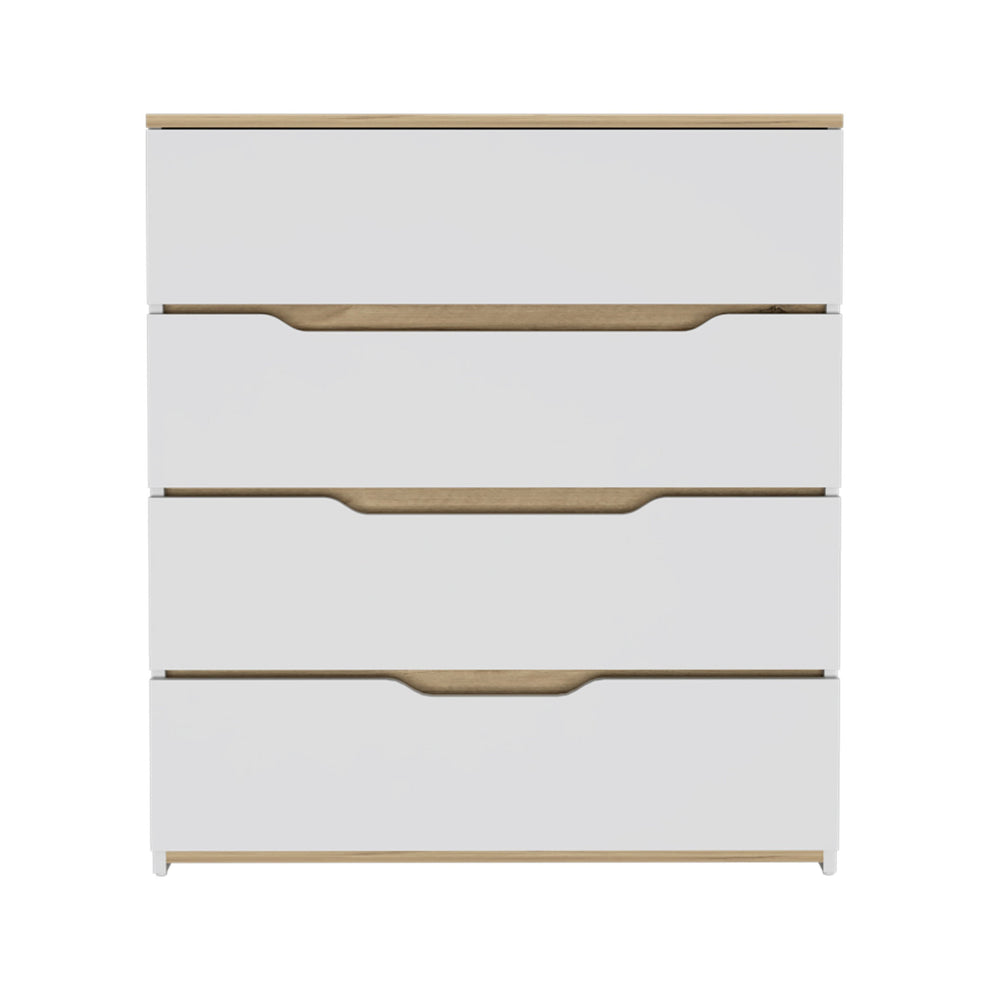 Brown and White Four Drawer Standard Chest By Homeroots | Dressers | Modishstore - 2
