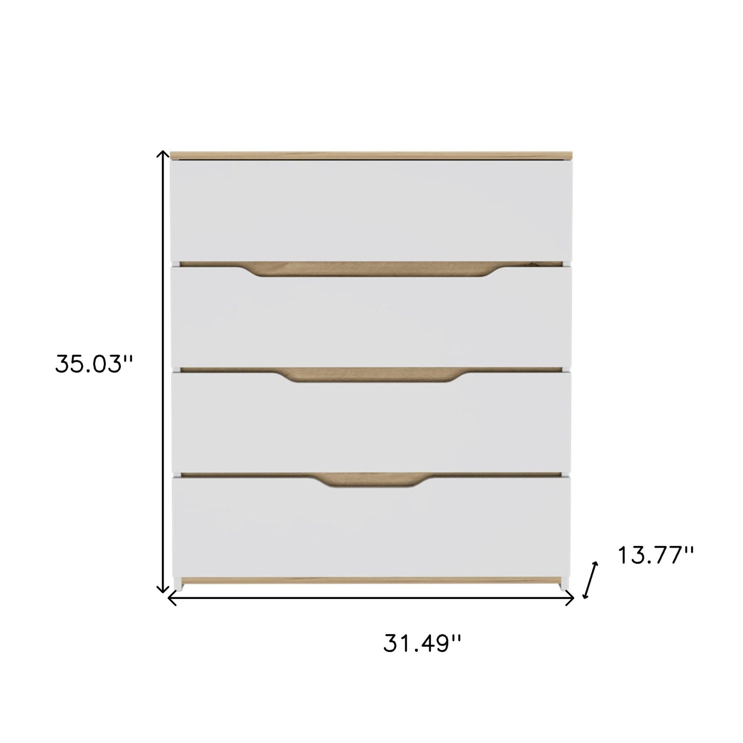 Brown and White Four Drawer Standard Chest By Homeroots | Dressers | Modishstore - 7