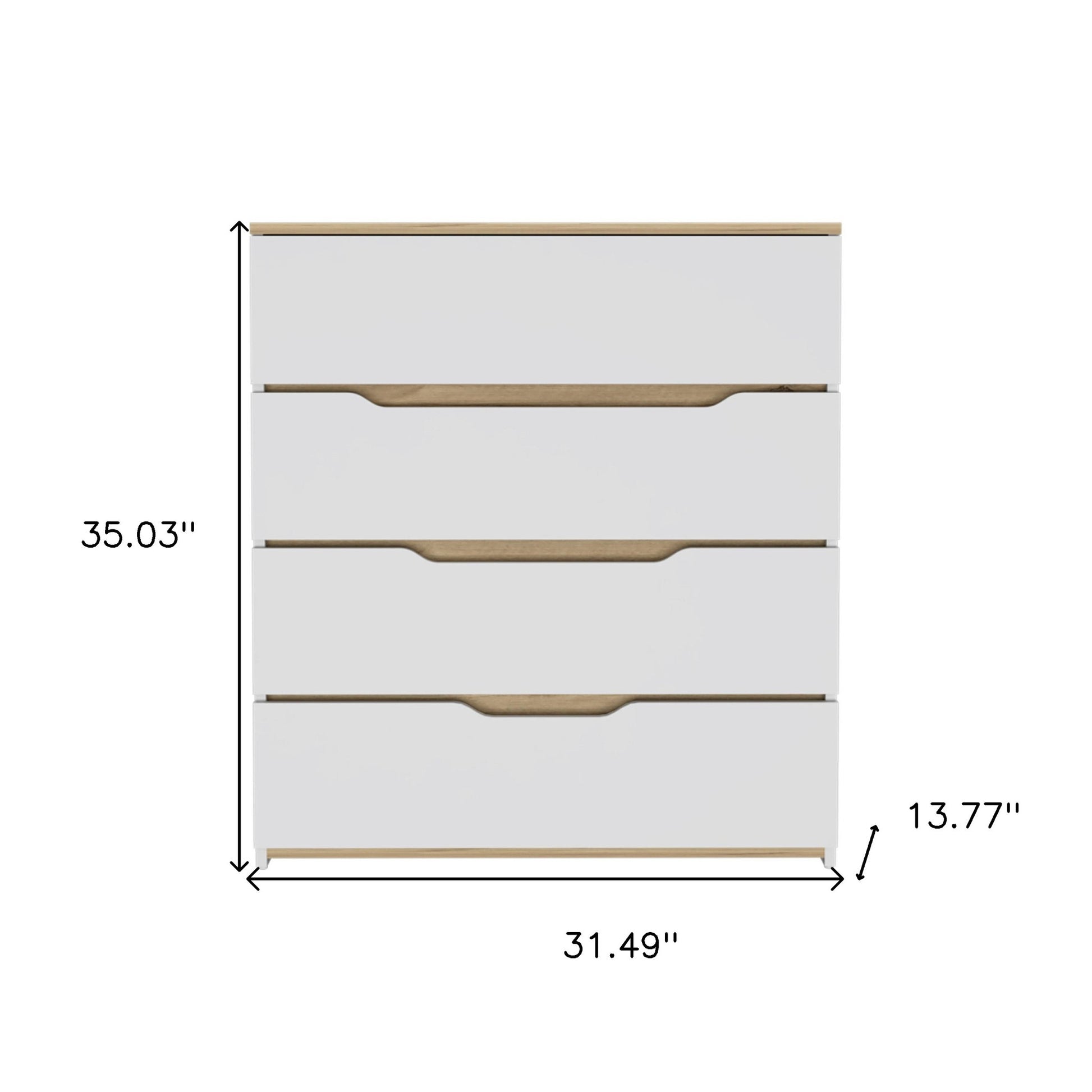 Brown and White Four Drawer Standard Chest By Homeroots | Dressers | Modishstore - 7