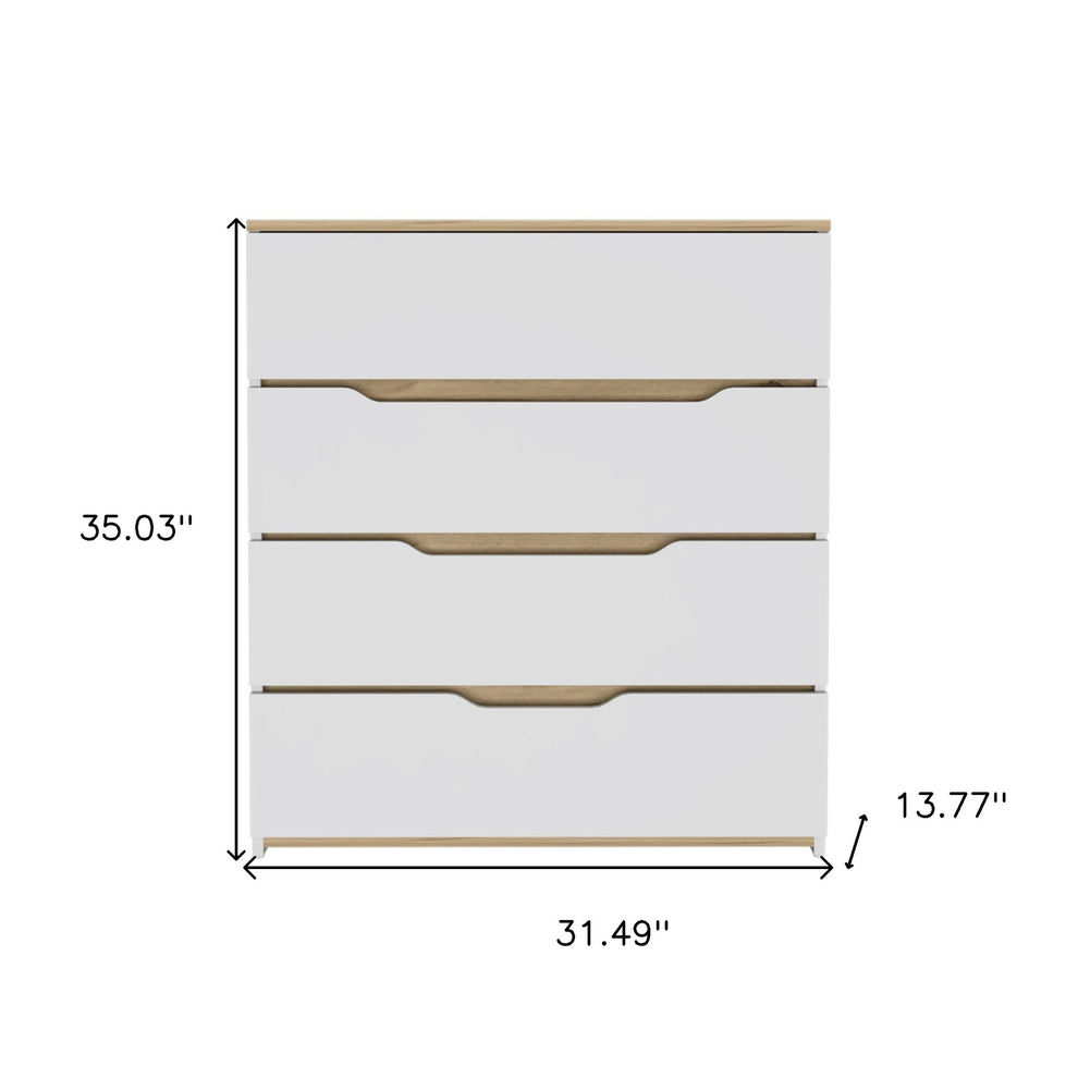 Brown and White Four Drawer Standard Chest By Homeroots | Dressers | Modishstore - 7