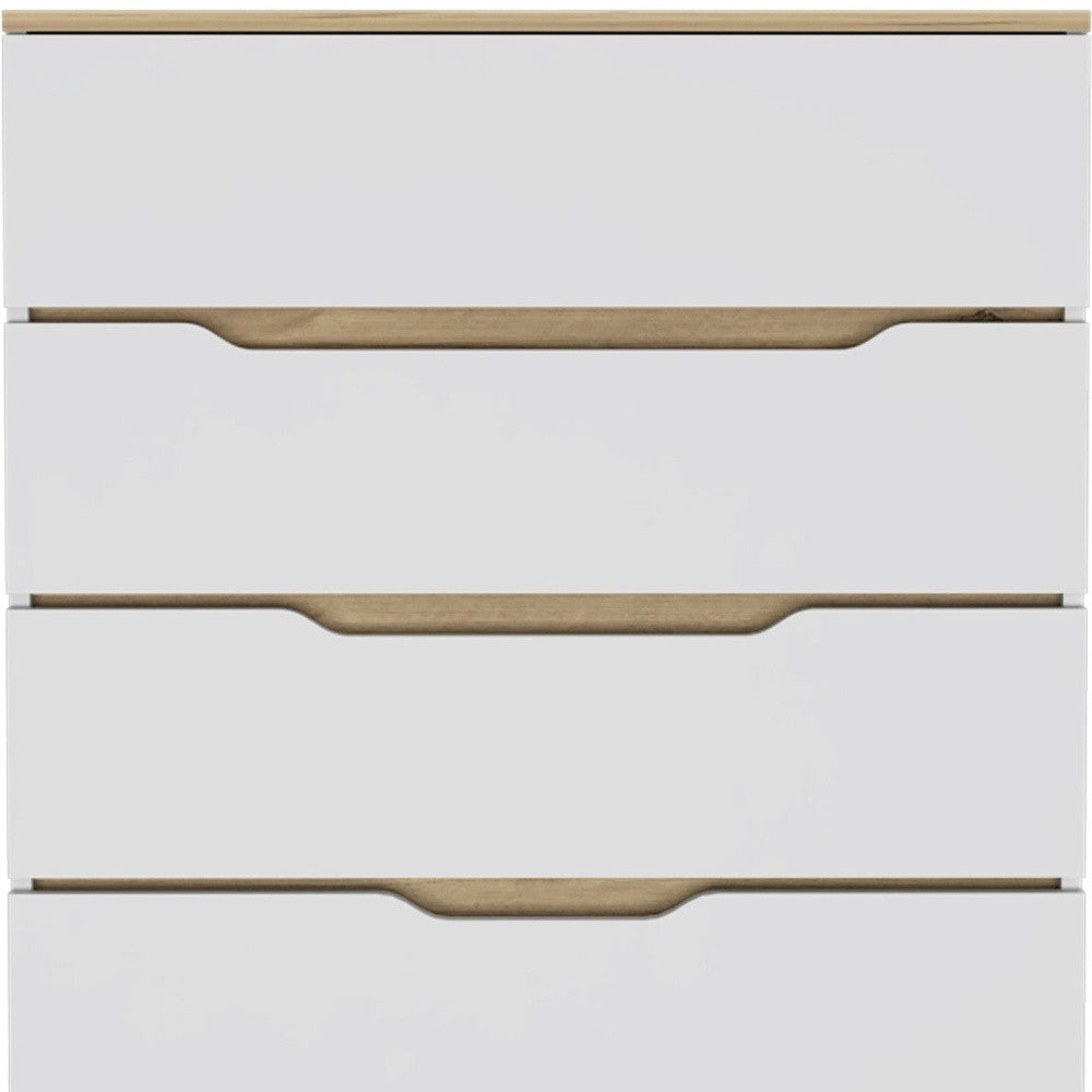 Brown and White Four Drawer Standard Chest By Homeroots | Dressers | Modishstore - 6