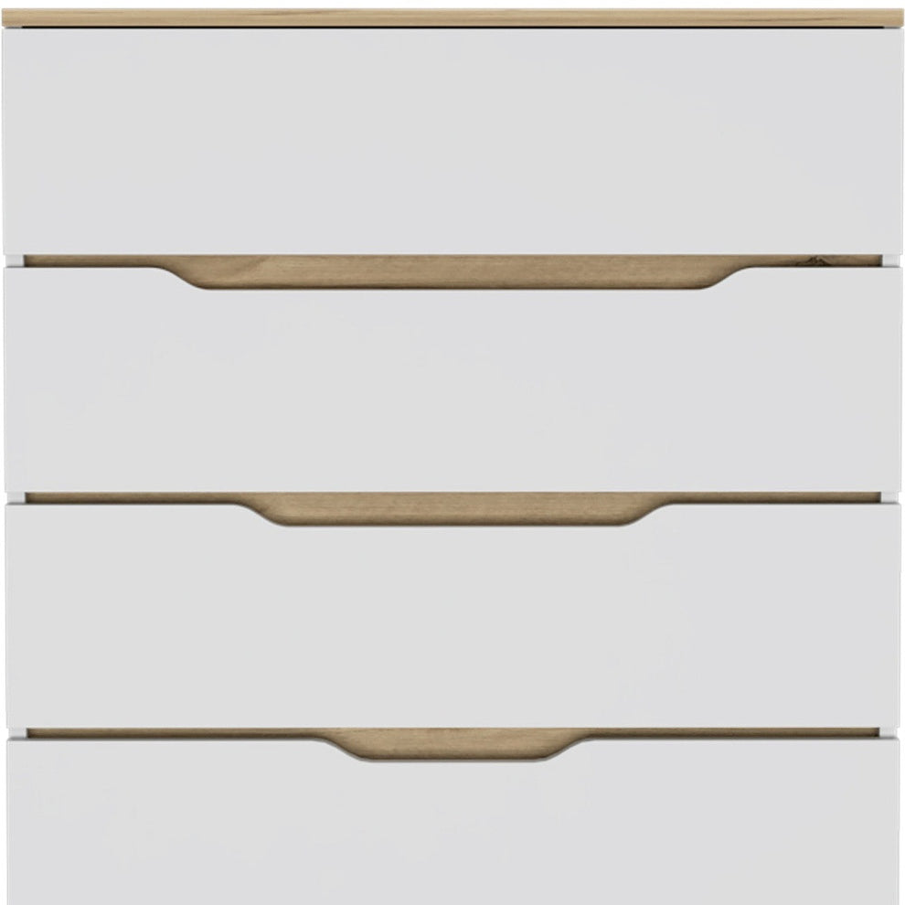 Brown and White Four Drawer Standard Chest By Homeroots | Dressers | Modishstore - 6