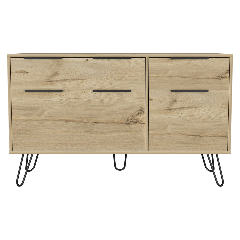 Brown and White Four Drawer Standard Chest By Homeroots | Dressers | Modishstore - 8