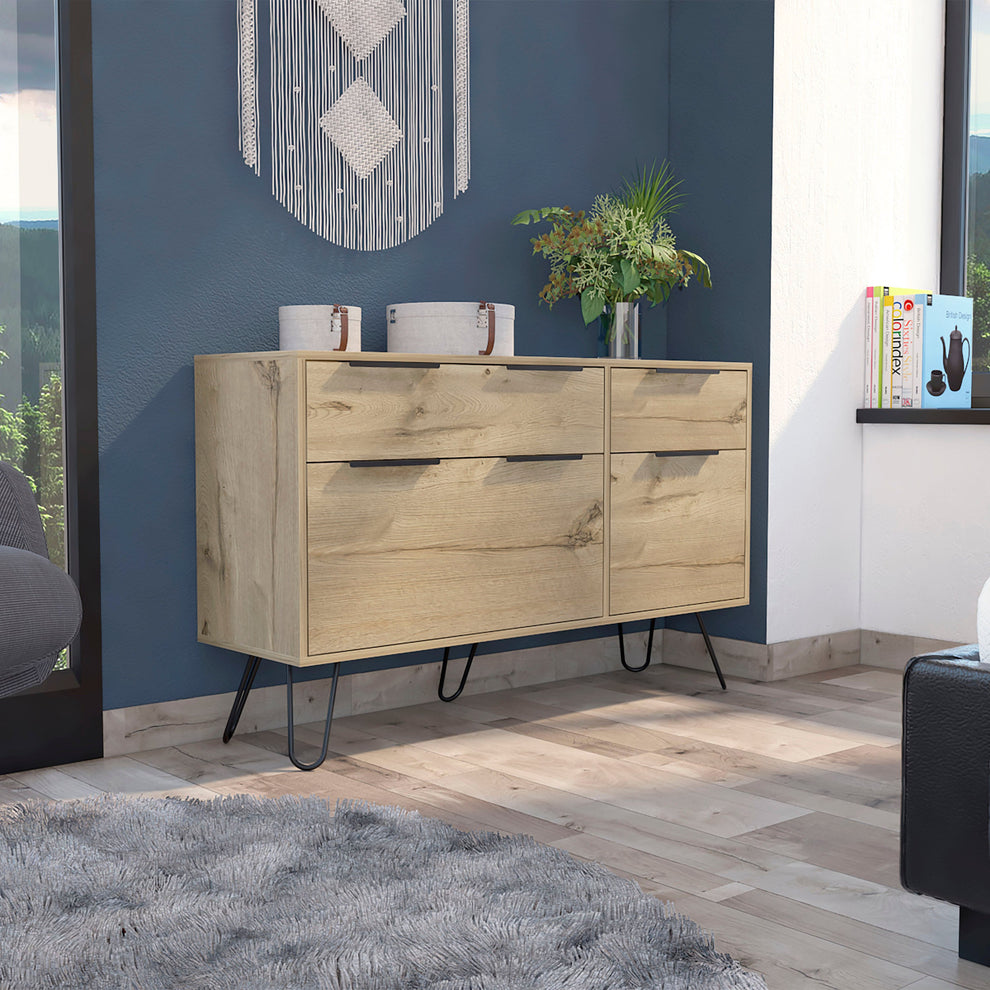 Brown and White Four Drawer Standard Chest By Homeroots | Dressers | Modishstore - 10