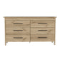 Natural and Black Six Drawer Double Dresser By Homeroots | Dressers | Modishstore - 2