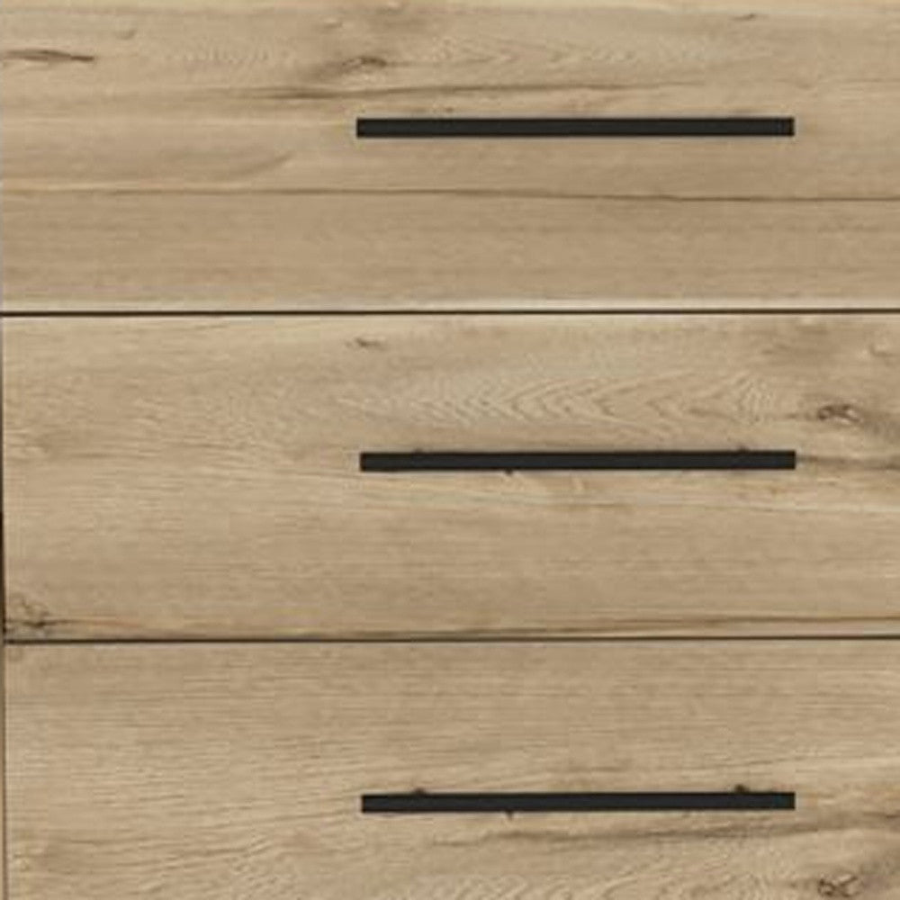 Natural and Black Six Drawer Double Dresser By Homeroots | Dressers | Modishstore - 3