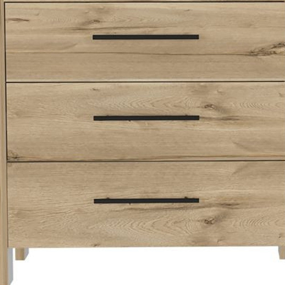 Natural and Black Six Drawer Double Dresser By Homeroots | Dressers | Modishstore - 4
