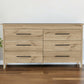 Natural and Black Six Drawer Double Dresser By Homeroots | Dressers | Modishstore - 1