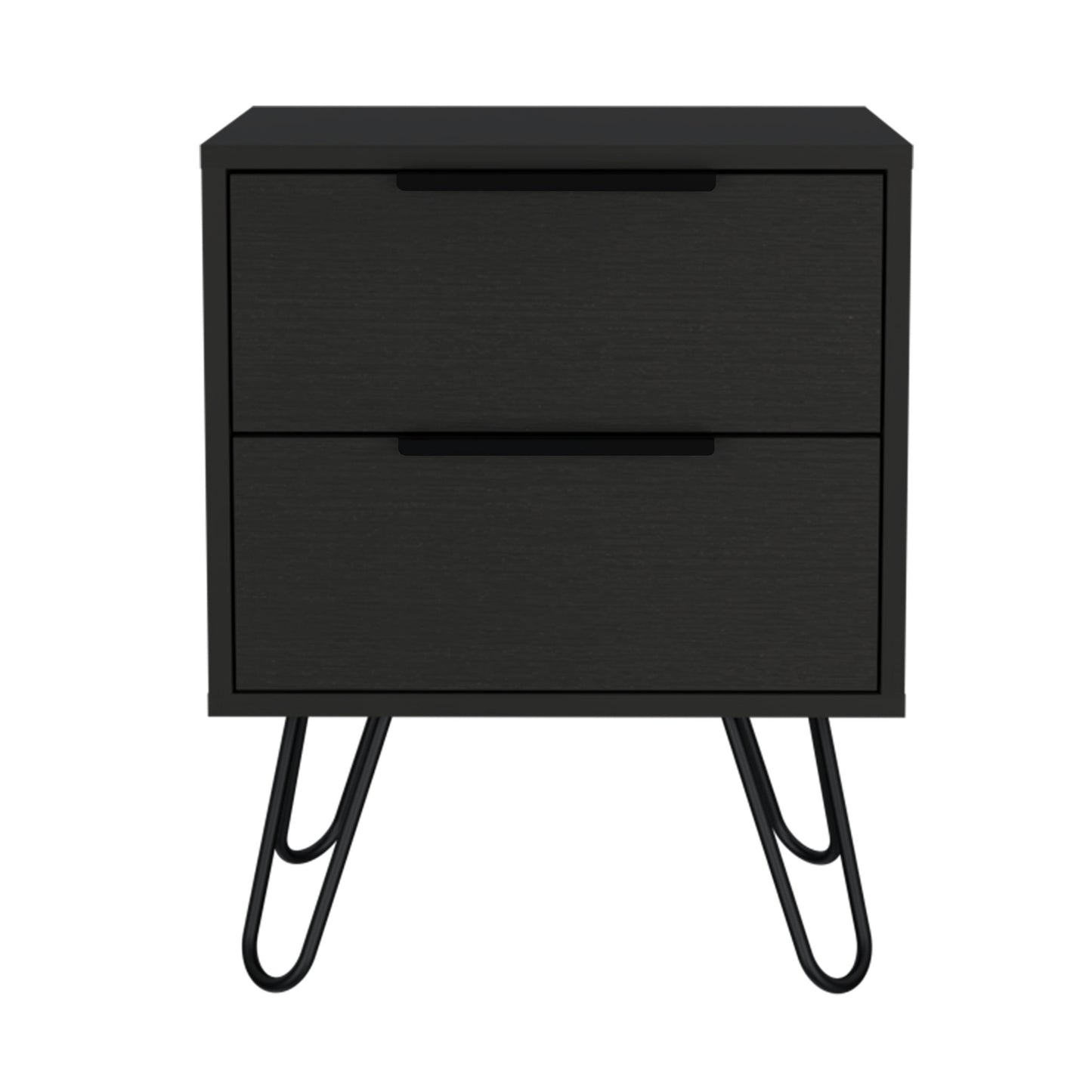 Black Two Drawer Faux Wood Nightstand By Homeroots | Nightstands | Modishstore - 2
