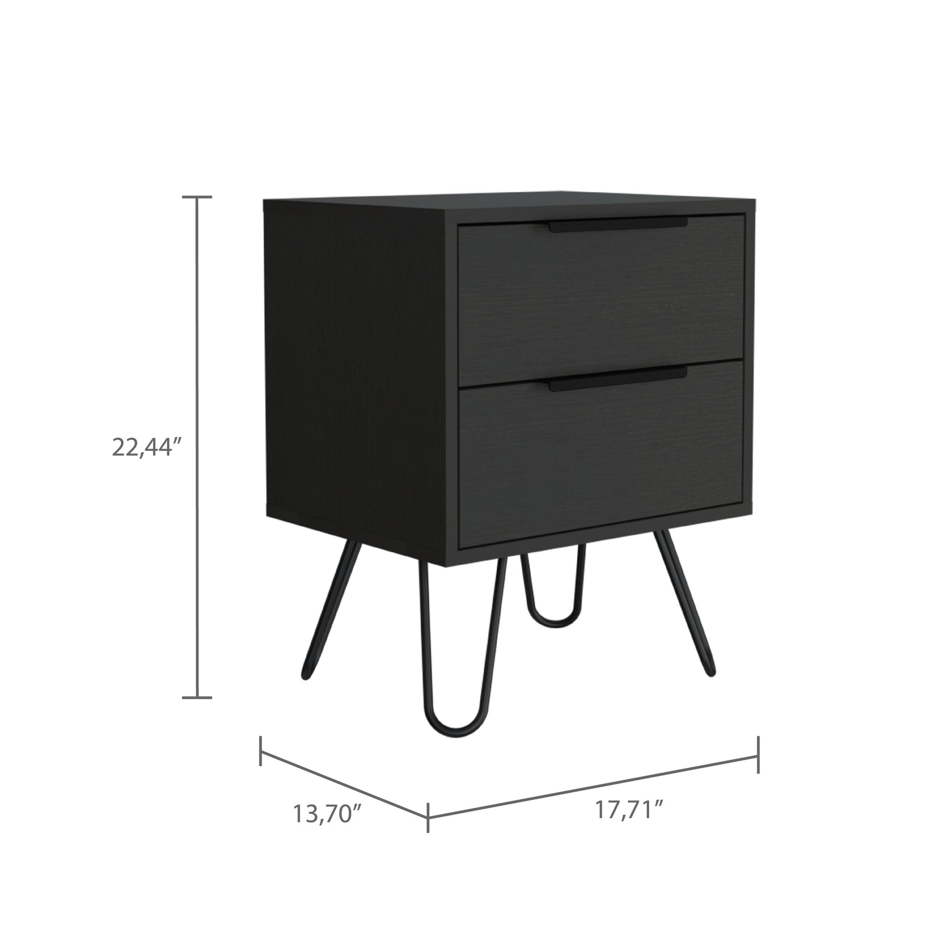 Black Two Drawer Faux Wood Nightstand By Homeroots | Nightstands | Modishstore - 7