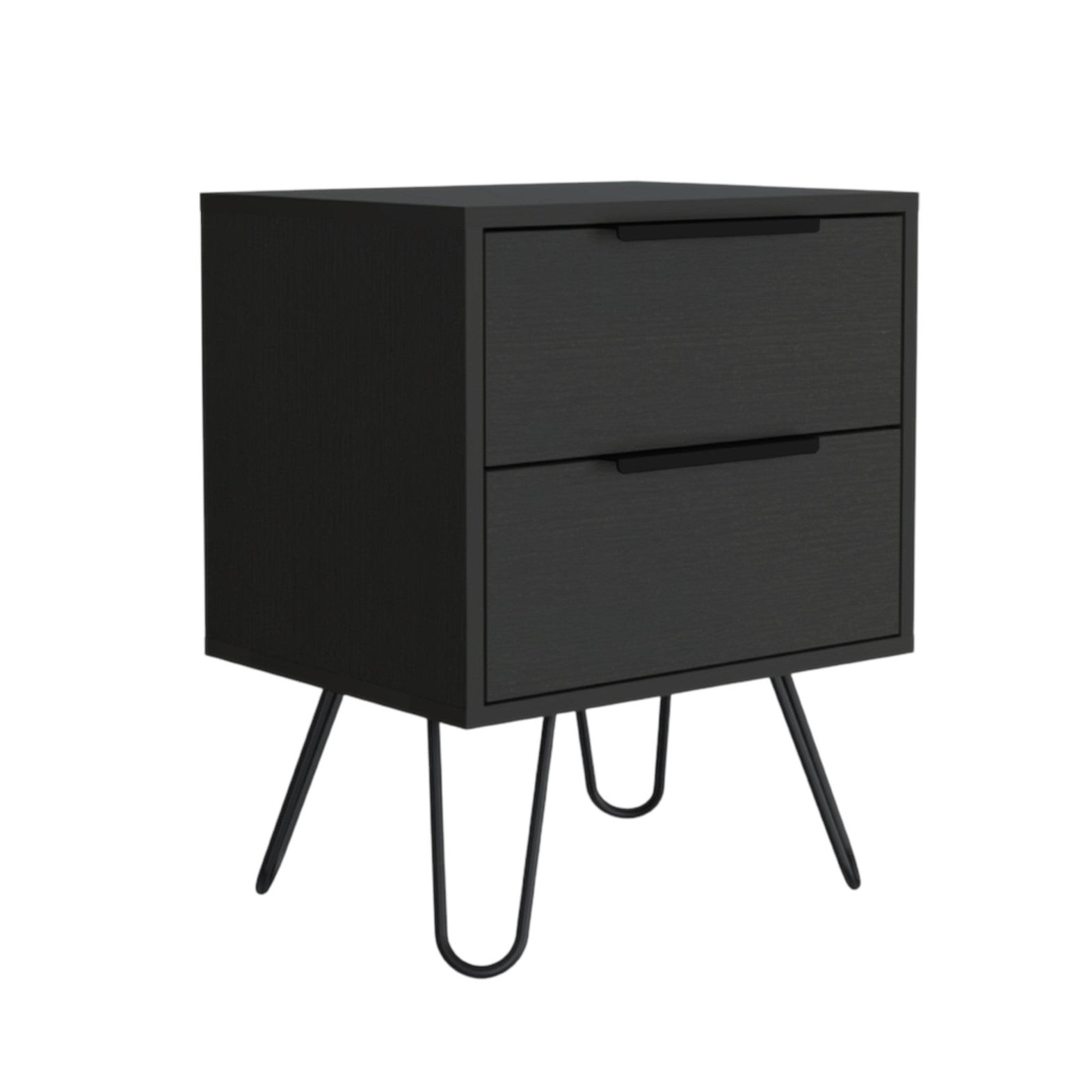 Black Two Drawer Faux Wood Nightstand By Homeroots | Nightstands | Modishstore - 3