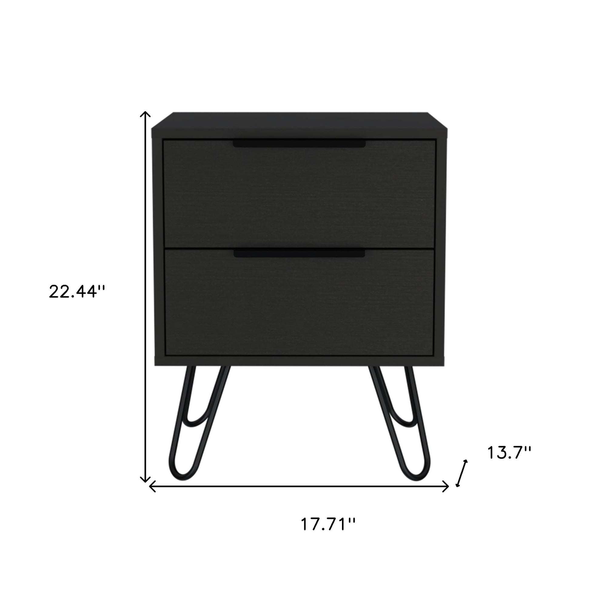 Black Two Drawer Faux Wood Nightstand By Homeroots | Nightstands | Modishstore - 8